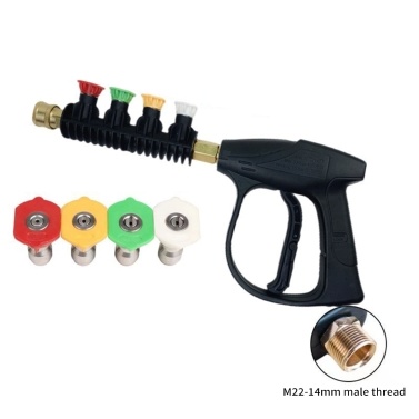 Pressure Washer Gun Handheld Power Washer Gun with 4-Color Nozzles M22 14mm Fitting