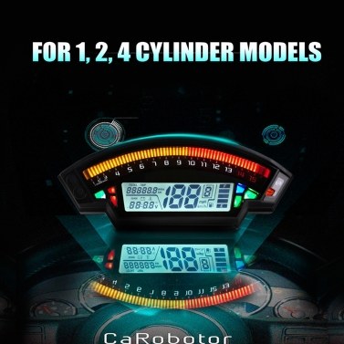 Motorcycle Odometer Speedometer Fuel Gauge 14000RPM Universal for 1,2,4 Cylinders, LCD Motorcycle Instrument Speedometer 199km/h