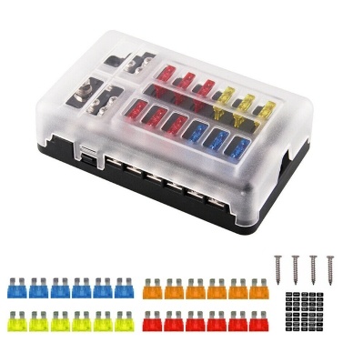Universal 12 Ways Fuse Block Car Fuse Holder With Negative Electrode
