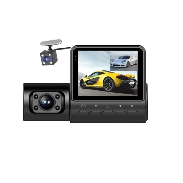 3 Cameras Dash Cam 2in Clear Car Rearview Mirror Car Video Recording Camcorder