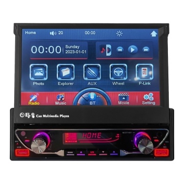 7 Inch Single Din Car Stereo with Telescopic Touchscreen FM Radio BT MP5 Player with Back-up Camera