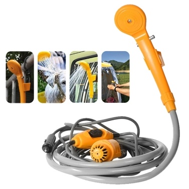 Portable Car Shower Washing Tool 12V - Pumps Water from Bucket Into Steady, Gentle Shower Stream for Camping Traveling Beach Swimming Pets Bath Outdoor/Indoor