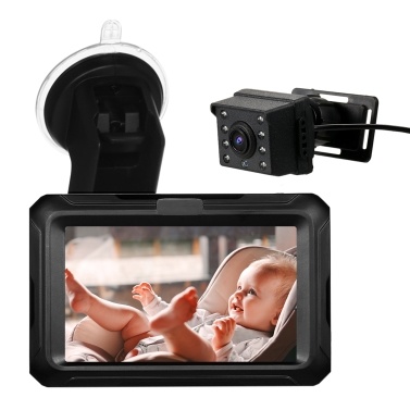 Baby Car Mirror 1080P Baby Monitor with Camera with 4.3inch IPS Screen Night Vision Function Adjustable Wide View Angle