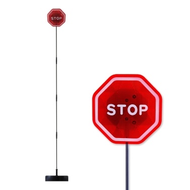 LED Flashing Stop Sign for Garage Parking Stop Sign with Bright Red LEDs and Adjustable Rod