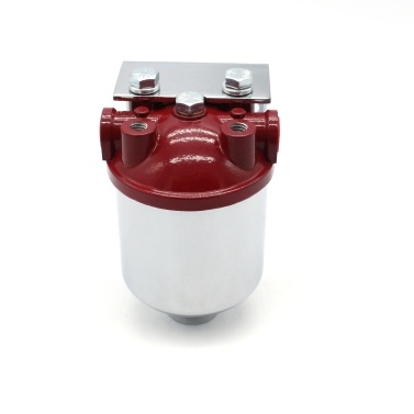 Large Fuel Filter Chrome Finish 3/8in NPT Inlet Outlet 10 Micron