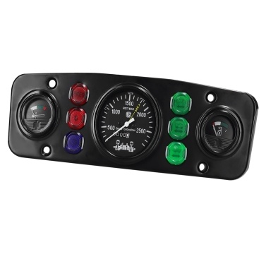 Multi-Functional Car Tachometer Fuel Gauge Water Temperature Gauge Automotive Modified Instrument Assembly 12V with 6 Indicator Lights