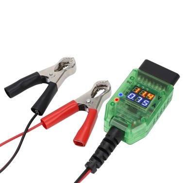Automotive Battery Tester Dual Digital Voltage Current OBD Connector LED Indicator High Insulation ECU Data Protection Replace Car Battery (12V)