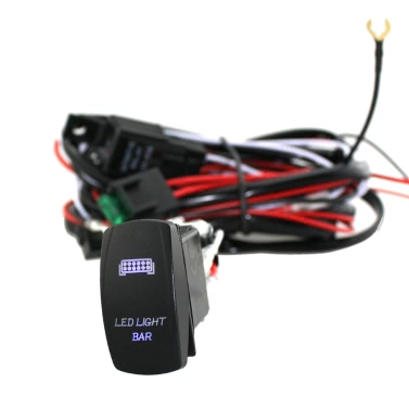 LED Light Bar Rocker On/Off Switch with Relay Wiring Harness Kit 12V 40A Relay for Jeep RV Boat Trailer