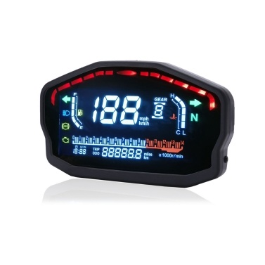 Universal Motorcycle Gauge Meter LCD Digital Backlight Odometer-Speedometer-Tachometer-Gauge DC 12V For 1,2,4 Cylinders Replacement for BMW Honda Ducati Kawasaki Yamaha