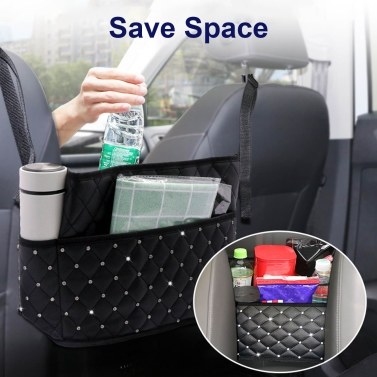 Multi-functional Car Back Storage Bag Large Capacity Leather Bag Organizer Prevent Climb Universal for Car