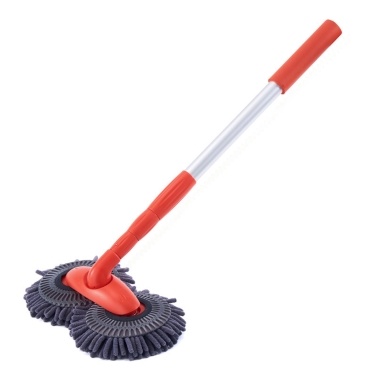 Long Chenille Microfiber Wash Mop with Extension Pole Rotatable Dual Head Car Wash Brush Telescoping Cleaning Tool