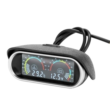 2 in 1 Universal 12.0V/24V LCD Liquid Crystal Car Digital Horizontal Gauge Oil Fuel Voltage Gauges Meter Voltmeter