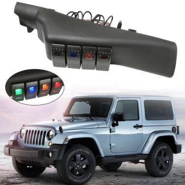 Left Side A-Pillar 4-Switch Panel Power Distribution Control System Replacement for Jeep Wrangler 2007-2017