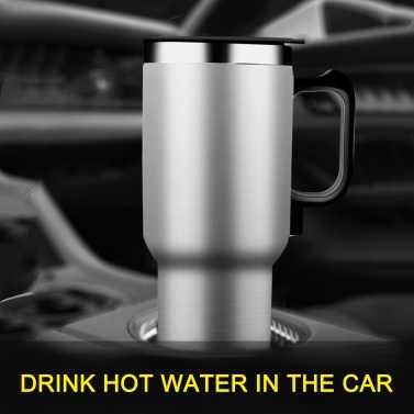 Car Thermos Cup 12V 300ml Stainless Steel Electronic Thermal Travel Mug Insulated Mug Silver