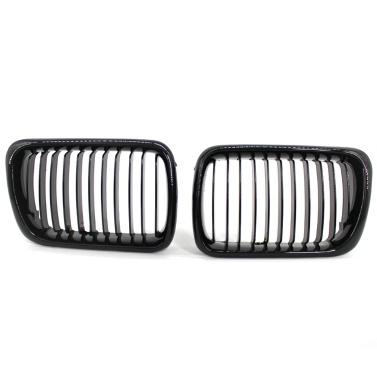 2Pcs Gloss Black Front Bumper Hood Kidney Grille Racing Grille Replacement for BMW 3-Series E36 M3 1997-1999