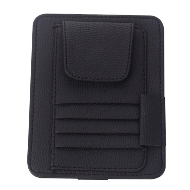 Visor Storage Sunshade Sleeve Wallet PU Leather Storage Case Glasses Cards Organizer Clips Holder
