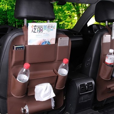 Car Seat Storage Bag Hanging Car Back Child Safety Multifunction Leather Storage Box