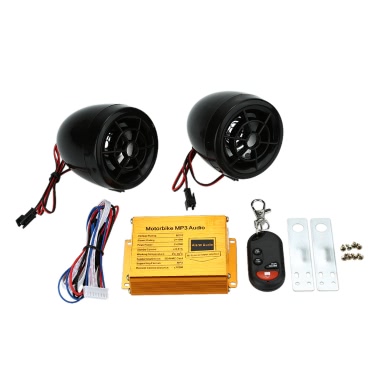 Motorcycle MP3 Player Speakers Audio Sound System FM Radio Security Alarm Wireless Remote with USB SD Slot