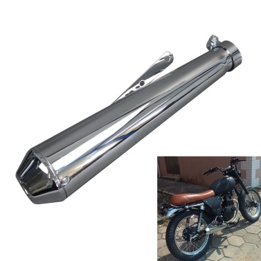 Motorcycle Exhaust Motorcycle Muffler Silencer Pipe Exhaust Muffler Universal Silver