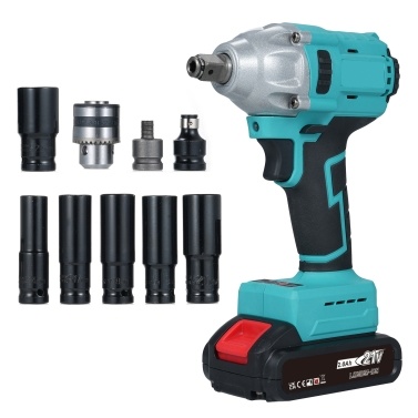 21V Cordless Impact Wrench Kit 600Nm Electric Spanner with 2 PCS 1500mAh Batteries Bits Sockets Power Impact Wrench
