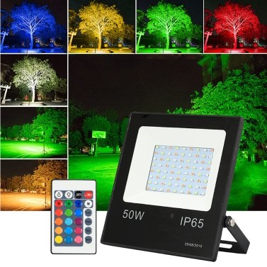 10W LEDs RGB Floodlight with Remote Control 16 Colors 4 Lighting Modes Brightness Adjustable Flood Lamp