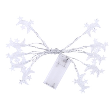 1.5 Meters 10 LEDs Moon & Stars Fairy String Light 2 * AA B-attery Powered Cell Opertaed Flexible Bendable Foldable Design Warm White
