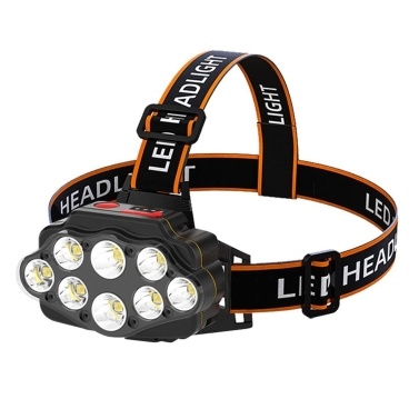 8LEDs Headlamp Outdoor Camping Hiking Head Lamp Head-mounted Night Fishing Headlight Mining Lamp(One Battery)