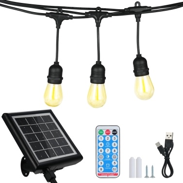 Solar Powered Outdoor String Lights Waterproof Patio Light LED String Lights for Outside Porch(10 bulbs)