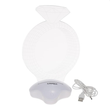 Lixada 3D LED Table Night Bulb Light USB Cable Battery Operated Desk Lamp Wedding Valentine