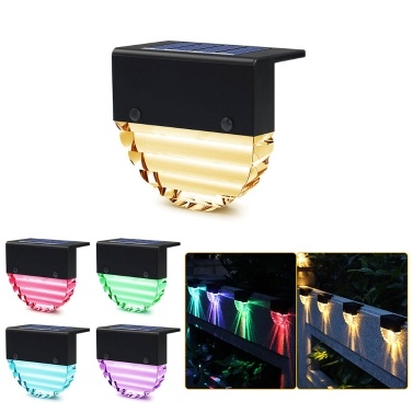 4pcs IP55 LED Solar Warm Light Multicolour 2 in 1 Waterproof Lamp Fence Lamp Step Lamp Landscape Lamp