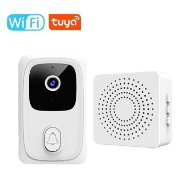 Tuya WIFI Wireless Doorbell Camera Remote Video Doorbell with Chime Support APP Control 2-Way Audio Night-Vision Cloud Storage Sharing for Home Apartment