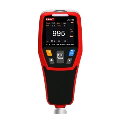 UNI-T Digital Coating Thickness Gauge Car Paint Film Meter 0-1250um Measuring Ranges with LCD Backlit Display/3 Color Warning Light/USB Data Transfer Function
