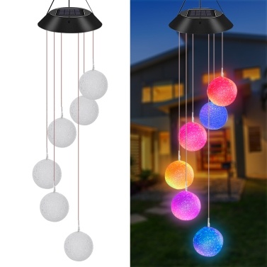 Solar Energy Powered Wind Chime Lamp Color-changing Ball Outdoor Hanging Light for Garden Street Home Decoration