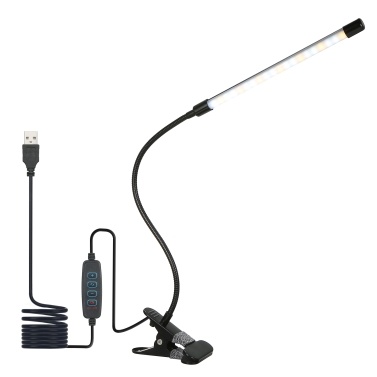 LEDs Clip-on Desk Lamp Dimmable Flexible Lighting Angle Reading Light 3 Lighting Modes & 10 Brightness Levels
