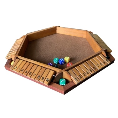 1-6 Players Shut The Box Dice Game Wooden Board Table Math Game with 6 Dice for Kids & Adults Picnic Home Party or Pub