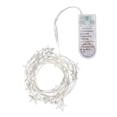 2m 20 LED star light S-tring light combination/wave-in/sequence/self-illumination/chase flash/slow fade/flicker flash/S stable mode can be used in 8 different lighting modes