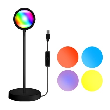 RGB Sunset Atmosphere Lamp 360° Adjustable Sunset Projection Light with Remote Controller(RGB + Warm White)