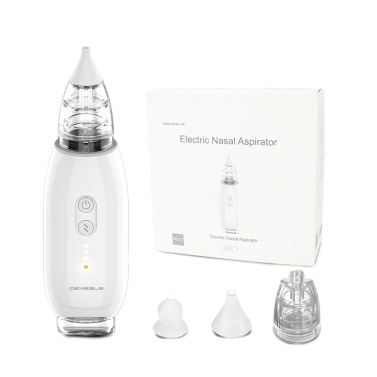 DEAEGLE DQ-22Plus Electric Baby Nasal Aspirator 3 Suction Levels Low Noise Self Cleaning Anti-backflow USB Powered with 2pcs Silicone Nozzles