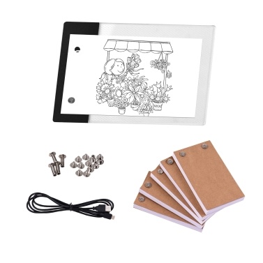 Flip Book Kit with Mini LED Light Pad Hole Design 3 Level Brightness Control Light Box 300 Sheets Animation Paper Flipbook Binding Screws for Children Students Adults Drawing Tracing Sketching Cartoon