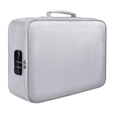 Fireproof Document Bag with Lock Zipper Closure Fire & Water Resistant Money Bag Storage Pouch Organizer Case Home Office Travel Safe Bag for Documents Files Money Cards Passport Valuables