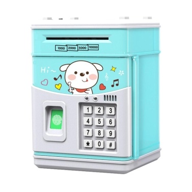 Electronic Piggy Bank MINI ATM Saving Box with Password Simulated Fingerprint Money Bank for Cash Coins Auto Scroll Paper for Boys Girls Kids Safe Bank Box Perfect Birthday Gifts