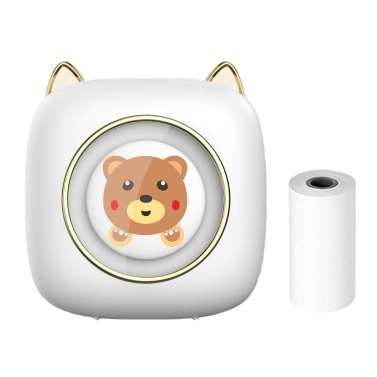 Mini Pocket Printer Portable Thermal Printer with 1 Roll Thermal Paper 57x25mm Gift for Kids Study Work Office Compatible with   Android iOS System