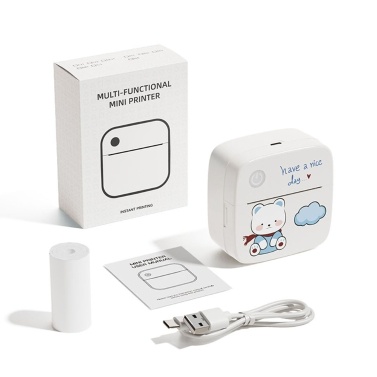 Mini Pocket Printer Portable Thermal Instant Photo Printing Label Maker Machine Support Receipt Label Memo Sticker Notes Lists Scrapbook DIY Journal Pictures - with 1 Paper Roll (57x26mm)