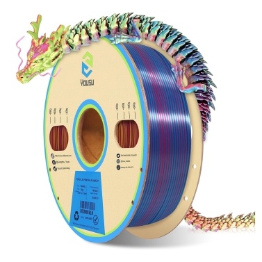 YOUSU Silk PLA Filament for 3D Printer 1.75mm Dimensional Triple Color Coextrusion Filaments Accuracy +/- 0.03mm 1kg (2.2 lbs) -  Red+Gold+Blue