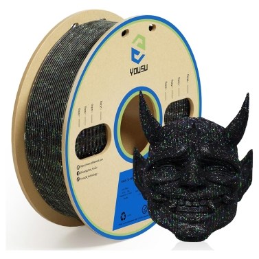 YOUSU 3D Printer Filament 1.75mm PLA Glow in the Dark 3D Printing Material Accuracy +/-0.03mm Standard 1 Roll 1KG(2.2lbs) - Galaxy Black