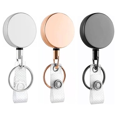 3pcs Retractable Badge Holder Metal Card Key Ring Clip and ID Lanyard