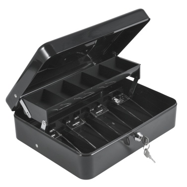 Cash Box Metal Money Box with 5 Coin Trays Cantilever Design & 4 Bill Slot with Spring Clips to Organize and 2 Keys Lock Safe Box   Suitable for Valuables 11.8x9.44x3.54in Size