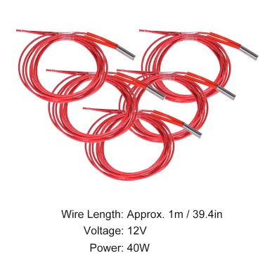 12V 40W 6 * 20mm Einseitig Heizpatrone Heizrohrprüfung 1m für RepRap Prusa i3 Anet 3D-Drucker