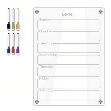 Clear Acrylic Magnetic Dry Erase Board Weekly Planner 8.27x11.7in Writing Board Fridge Reusable Planner with 6 Color Magnetic Markers & 4pcs Magnet Daily Message Organizer Notepad Wall