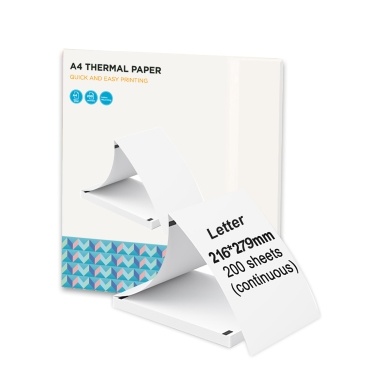 Thermal Paper 200 Sheet US Letter Size Fan folded Printing Paper for Document Files Home and Office Size 216x279mm(8.5x11inch)